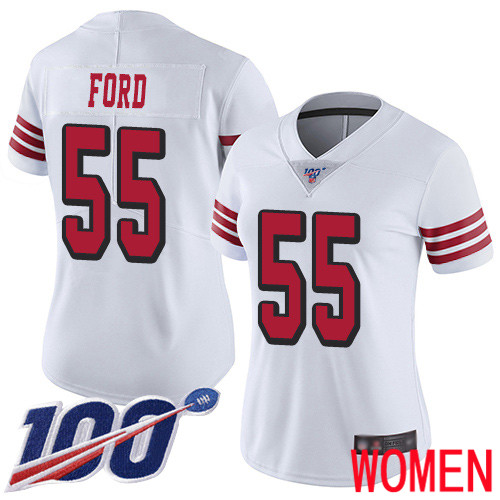 San Francisco 49ers Limited White Women Dee Ford NFL Jersey 55 100th Season Rush Vapor Untouchable